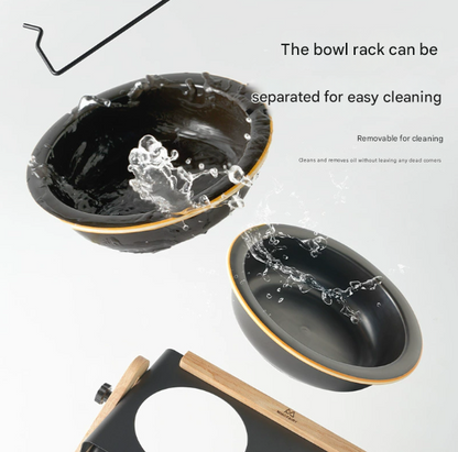 Adjustable Raised Pet Feeder - Modern Wood & Metal Stand with Dual Bowls for Cats & Dogs - view 2