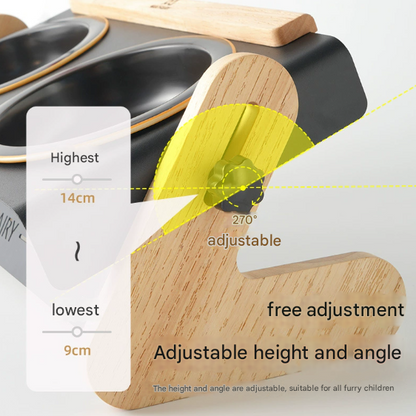 Adjustable Raised Pet Feeder - Modern Wood & Metal Stand with Dual Bowls for Cats & Dogs - view 3