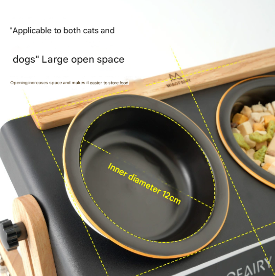 Adjustable Raised Pet Feeder - Modern Wood & Metal Stand with Dual Bowls for Cats & Dogs - view 4