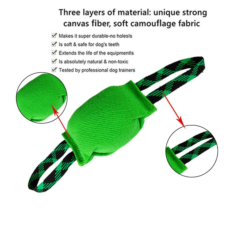 Green Durable Dog Tug Toy with 2 Handles - Interactive Bite Pillow for Training & Tug of War - view 3
