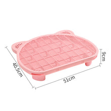 Pink Elevated Cat Litter Trapping Mat - Dual-Layer Scatter Control Tray with Grate