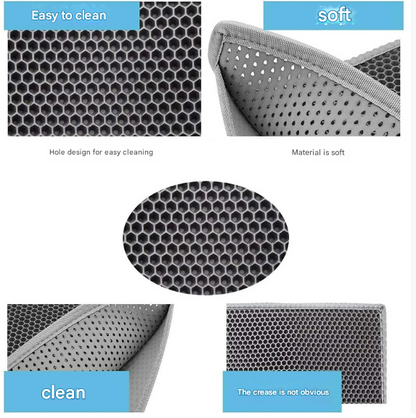 Black Large Double-Layer Cat Litter Trapping Mat - Waterproof EVA Honeycomb Design for Scatter Control (45cm x 60cm) - view 2