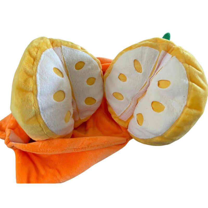 Plush Orange Squeaky Dog Toy - Interactive Fruit Chew Toy for Small Dogs & Puppies - view 3