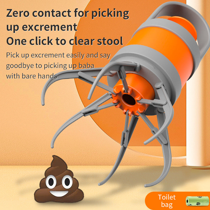 Orange and grey Hygienic Portable Dog Pooper Scooper with Integrated Bag Dispenser - Effortless Pet Waste Cleanup