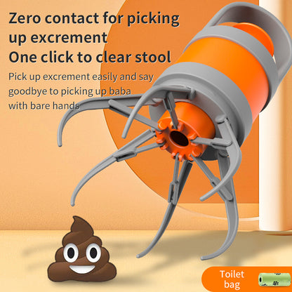 Orange and grey Hygienic Portable Dog Pooper Scooper with Integrated Bag Dispenser - Effortless Pet Waste Cleanup