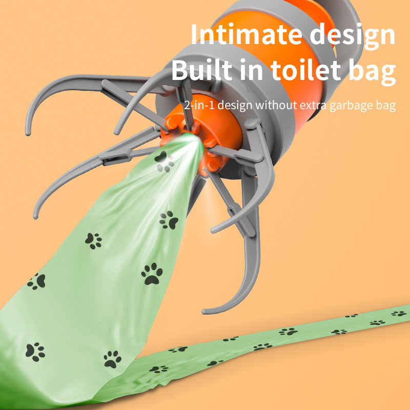 Orange and grey Hygienic Portable Dog Pooper Scooper with Integrated Bag Dispenser - Effortless Pet Waste Cleanup - view 3