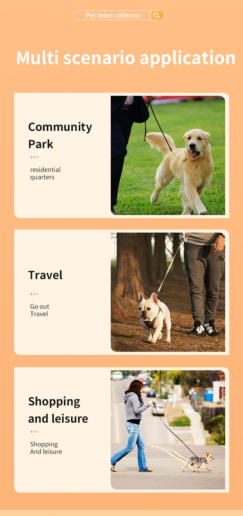 Orange and grey Hygienic Portable Dog Pooper Scooper with Integrated Bag Dispenser - Effortless Pet Waste Cleanup - view 7