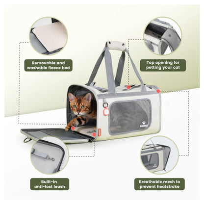Gray Green Lightweight Foldable Pet Carrier with Straps - view 4