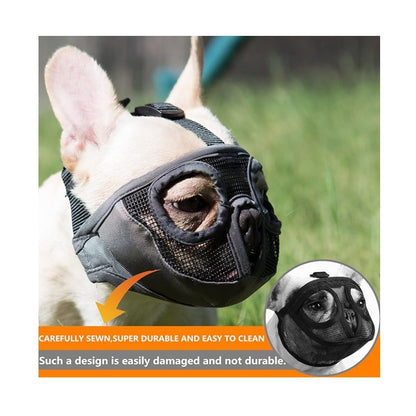 Black Adjustable Breathable Mesh Dog Muzzle for Short-Nosed Breeds(Size L) - view 2