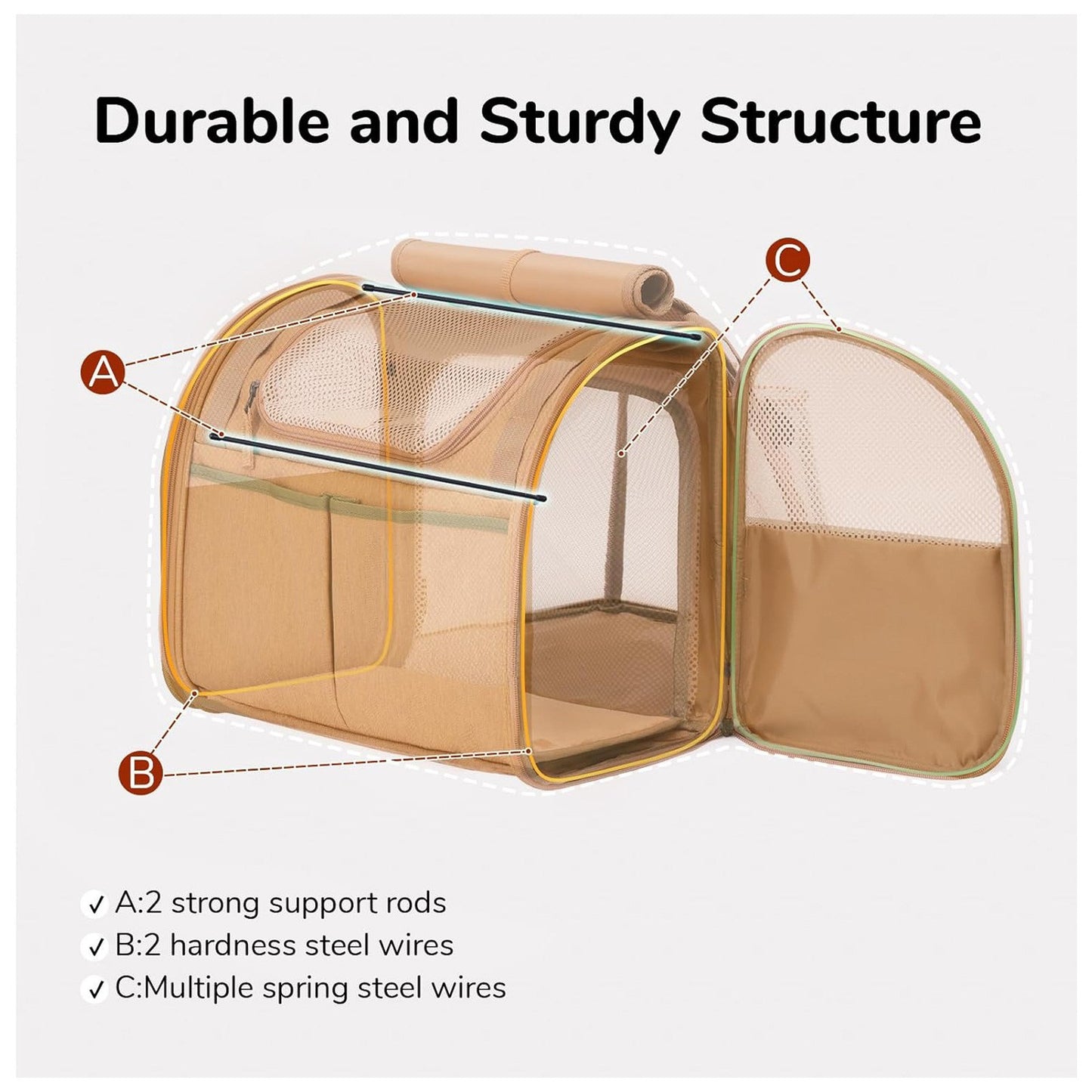 Brown Expandable Breathable Outdoor Portable Large Space Cat Backpack - Pet Carrier for Cats and Dogs - view 2