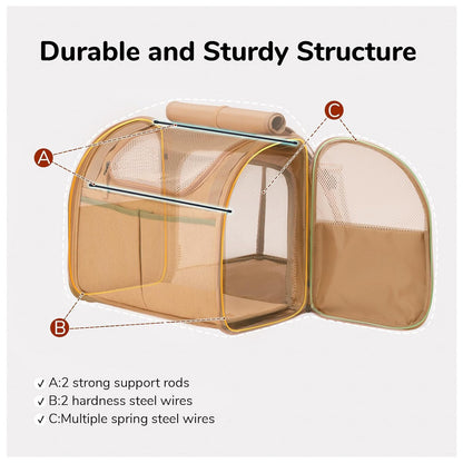 Brown Expandable Breathable Outdoor Portable Large Space Cat Backpack - Pet Carrier for Cats and Dogs - view 2