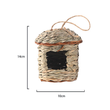3-Piece Handcrafted Natural Grass Bird Nest - Eco-Friendly Pet Garden Decor(14x10cm)