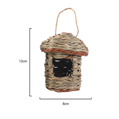 3-Piece Handcrafted Natural Grass Bird Nest - Eco-Friendly Pet Garden Decor(13x8cm)