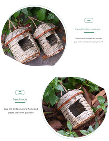 3-Piece Handcrafted Natural Grass Bird Nest - Eco-Friendly Pet Garden Decor(13x8cm) - view 2