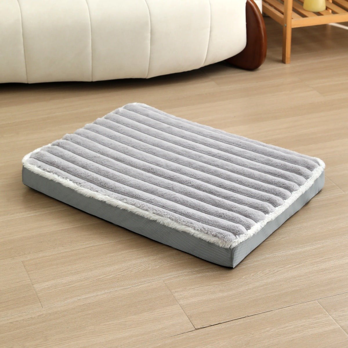 2-Piece Grey Sponge large pet bed - plush dog mat, detachable, washable, anti-slip base(50x40x8cm)