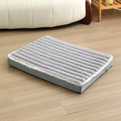 2-Piece Grey Sponge large pet bed - plush dog mat, detachable, washable, anti-slip base(50x40x8cm)