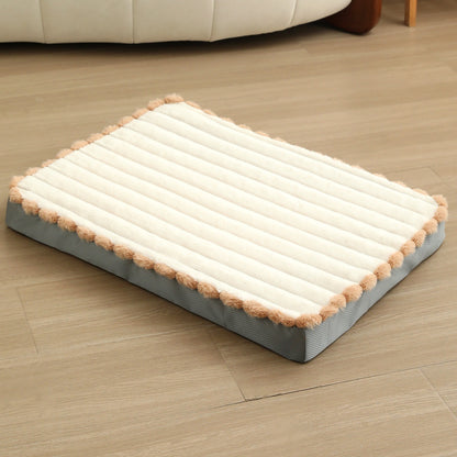 2-Piece White Sponge large pet bed - plush dog mat, detachable, washable, anti-slip base(50x40x8cm)