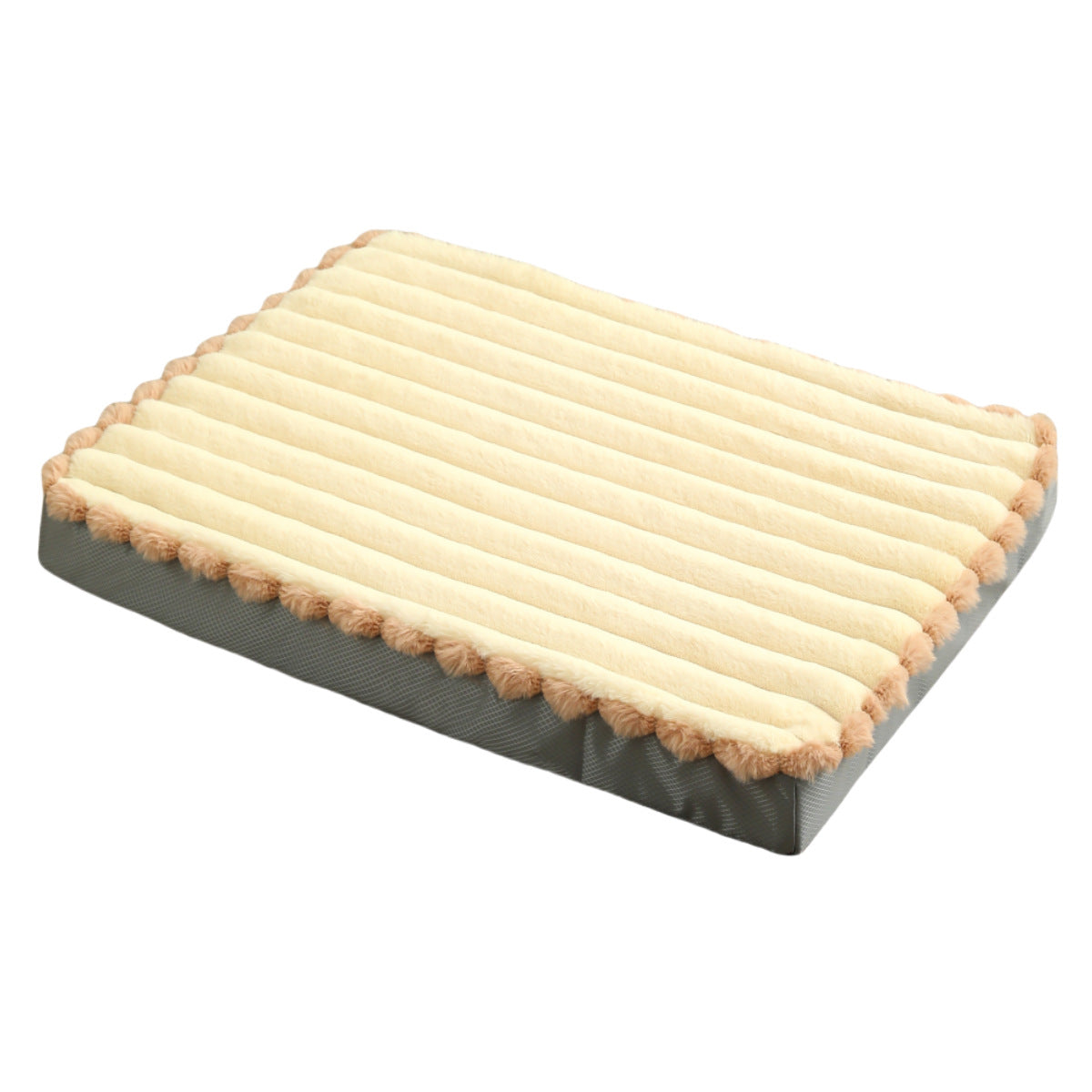 2-Piece Beige Sponge large pet bed - plush dog mat, detachable, washable, anti-slip base(50x40x8cm)