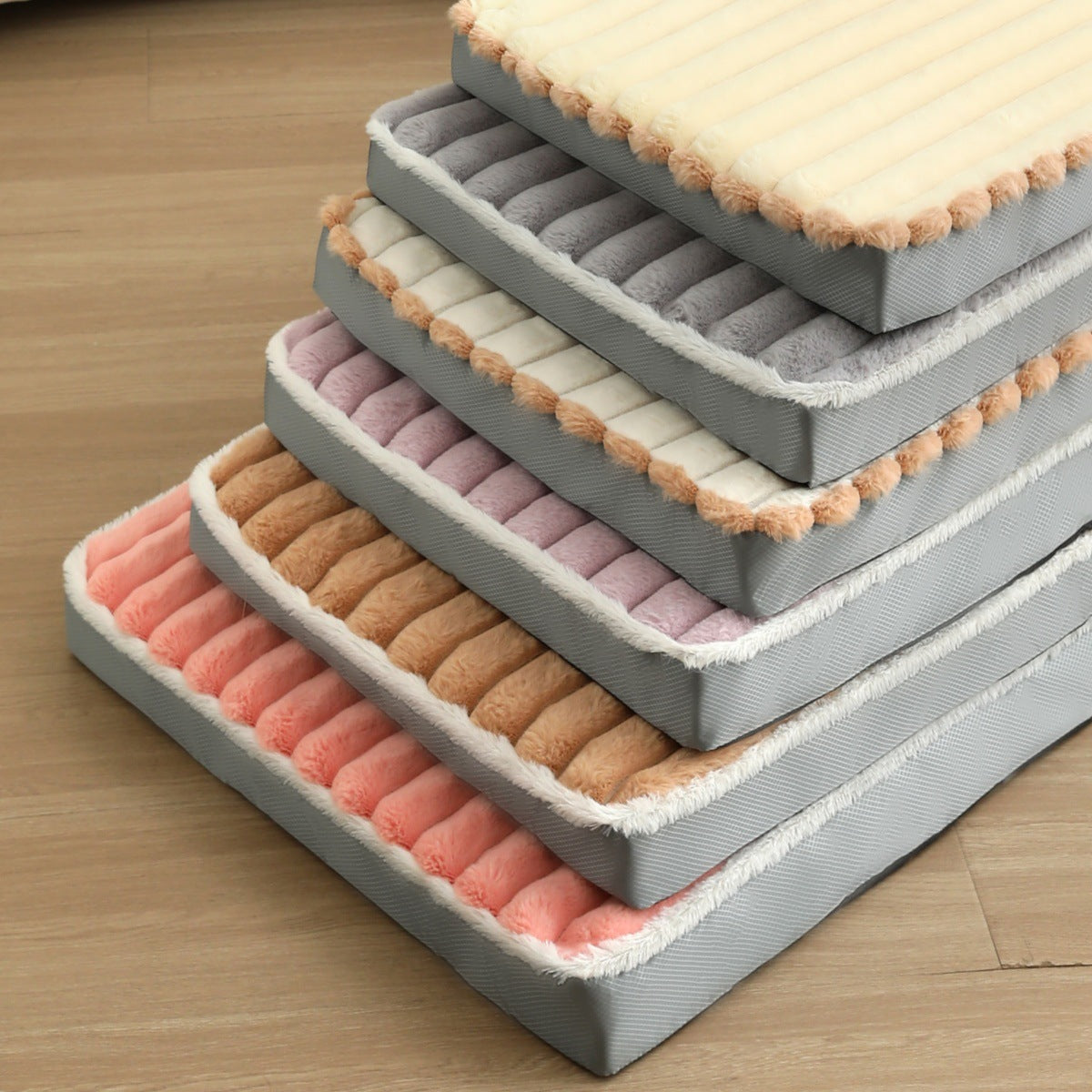 2-Piece Beige Sponge large pet bed - plush dog mat, detachable, washable, anti-slip base(50x40x8cm) - view 4