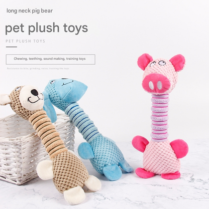 2-Piece Pink Long Neck Plush Dog Toy - Interactive Chew & Cuddle Toy for Puppies - view 3