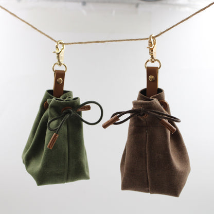 2-PCS Grey Clip-On Canvas Dog Treat Pouch - Portable Drawstring Bag for Training & Walks - view 3
