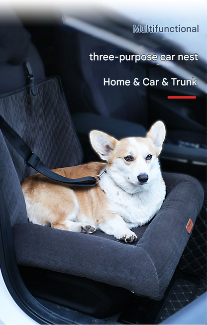 Turquoise Plush Dog Car Booster Seat - 2-in-1 Travel Bed for Small Dogs with Washable Cover - view 2