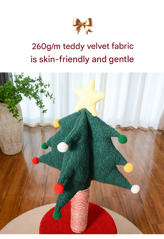 Festive Christmas Tree Cat Scratcher & Condo | 2-in-1 Sisal Post with Cozy Hideaway Bed - view 3