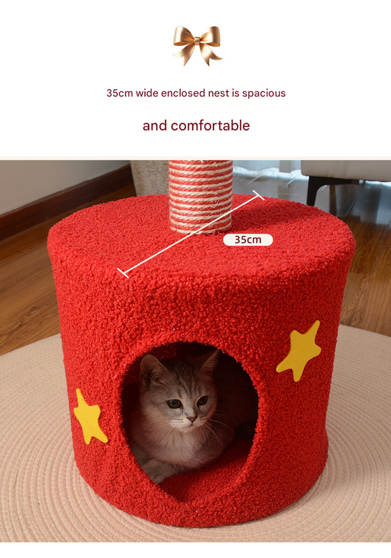 Festive Christmas Tree Cat Scratcher & Condo | 2-in-1 Sisal Post with Cozy Hideaway Bed - view 4