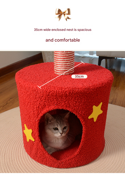 Festive Christmas Tree Cat Scratcher & Condo | 2-in-1 Sisal Post with Cozy Hideaway Bed - view 4