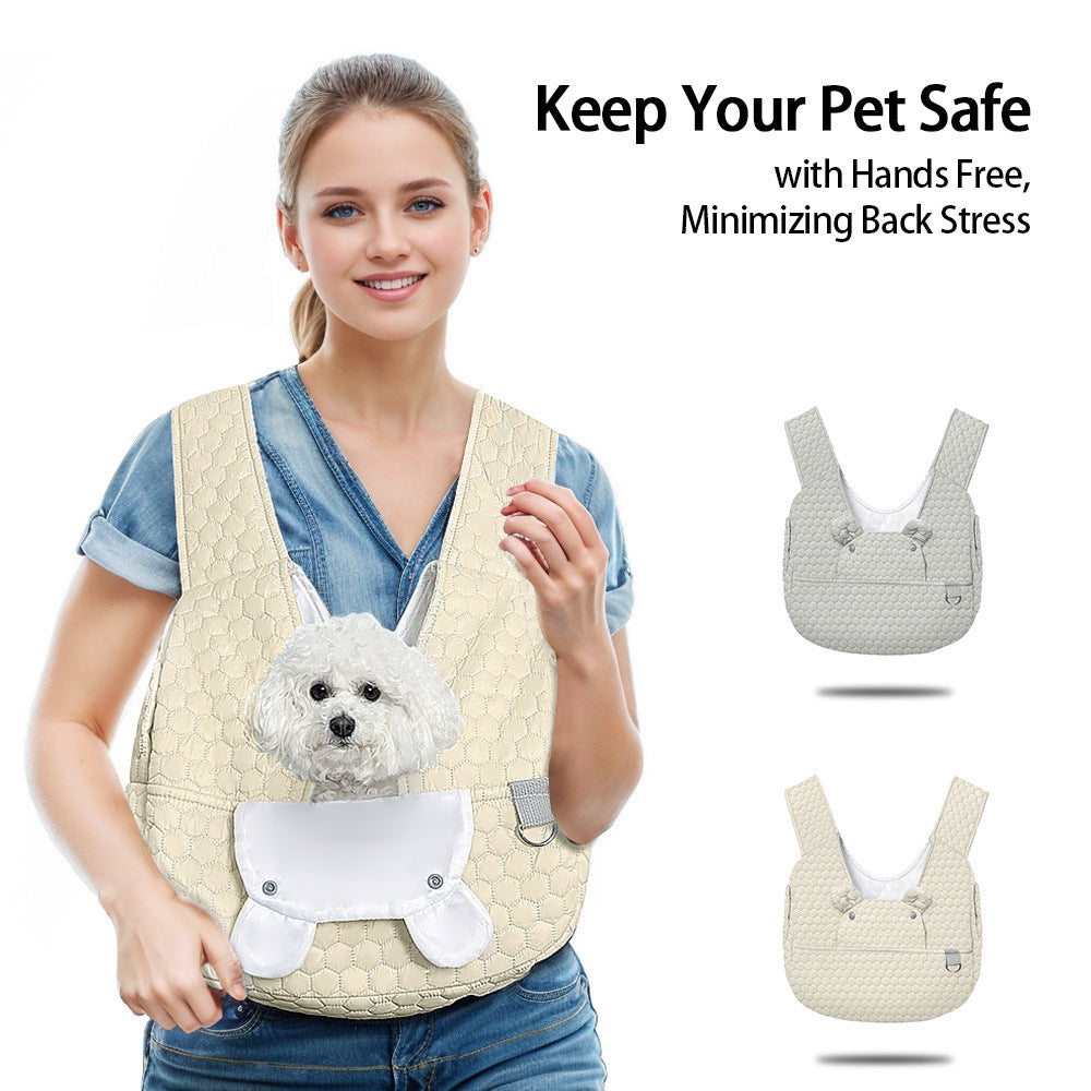 Khaki Hands-Free Quilted Pet Carrier Sling - Soft & Comfortable Front Pack for Small Dogs and Cats - view 2