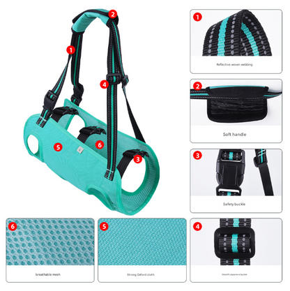 Green Pet Support Harness for Senior and Disabled Dogs - Adjustable Chest and Back Support Leash(Size S) - view 3