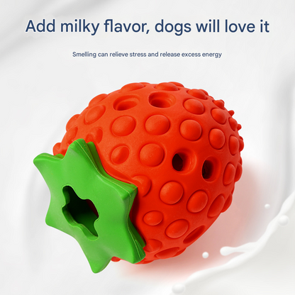 Red Durable Strawberry Treat Dispensing Dog Toy - Interactive Slow Feeder & Dental Chew(Medium size) - view 3
