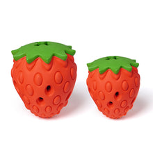 Red Durable Strawberry Treat Dispensing Dog Toy - Interactive Slow Feeder & Dental Chew(Trumpet)