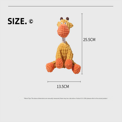 Giraffe Cuddly Corduroy Squeaky Animal Toy - Interactive Plush Chew for Dogs - view 4