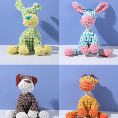 Grey donkey Cuddly Corduroy Squeaky Animal Toy - Interactive Plush Chew for Dogs - view 2