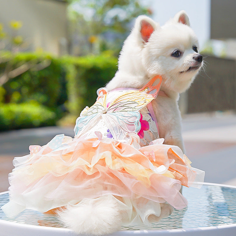Butterfly Tutu Dress for Dogs & Cats - Summer Pet Princess Gown with Lace Wings and Layered Tulle Skirt(XL) - view 2