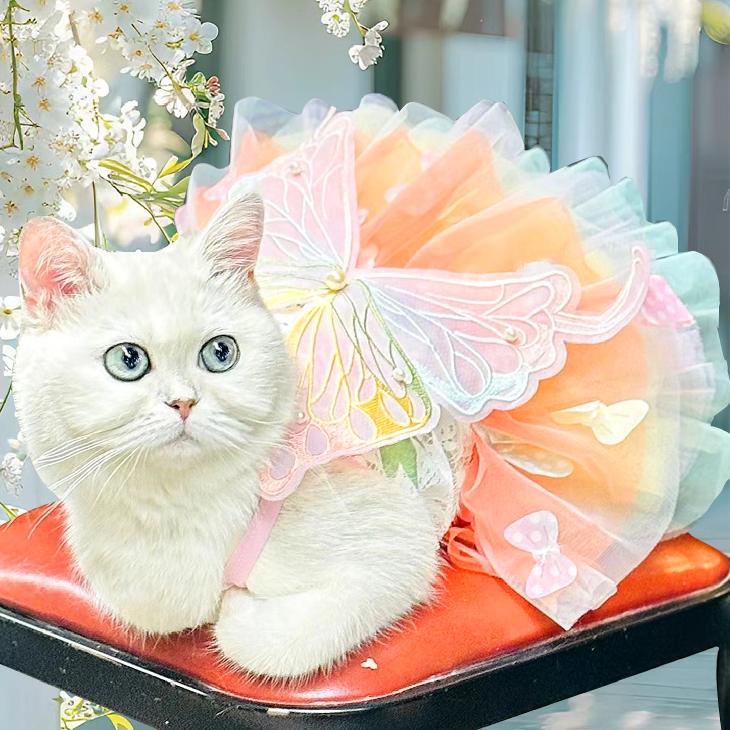 Butterfly Tutu Dress for Dogs & Cats - Summer Pet Princess Gown with Lace Wings and Layered Tulle Skirt(XL) - view 3