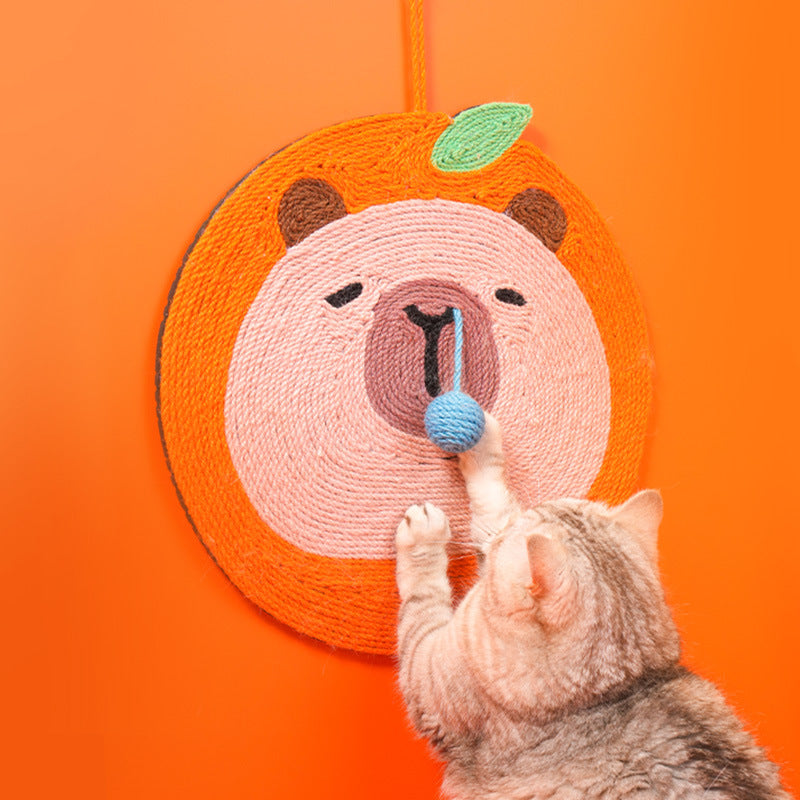 Fruit-Themed Capybara Cat Scratching Pad - Sisal Rope, EVA Non-Slip Backing, Hanging or Floor Use(orange) - view 2