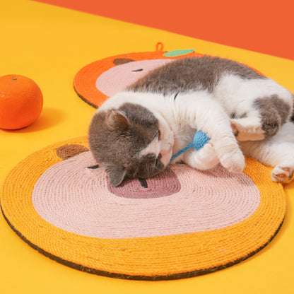Fruit-Themed Capybara Cat Scratching Pad - Sisal Rope, EVA Non-Slip Backing, Hanging or Floor Use(Carrot color) - view 3