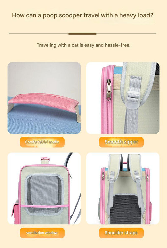 Breathable Pet Carrier Backpack - Large Capacity, Multiple Windows, Oxford Cloth(orange) - view 2