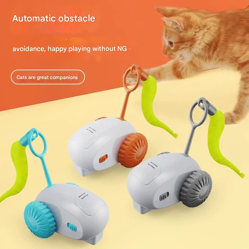 Interactive Smart Cat Toy Car - Automatic Obstacle Avoidance, Feather Tail, USB Rechargeable(blue) - view 2