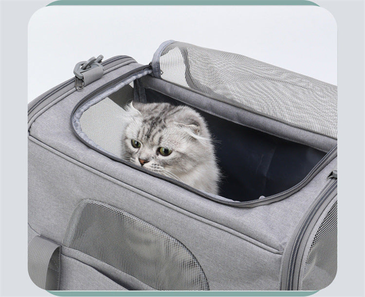 Foldable Soft-Sided Pet Carrier for Travel - Fits Cats & Small Dogs Under 6kg, with Removable Plush Bed & Shoulder Strap(pink) - view 5
