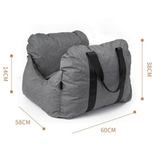 2-in-1 Pet Car Booster Seat & Travel Bed - Removable, Non-Slip, for Small Dogs & Cats(Grey)