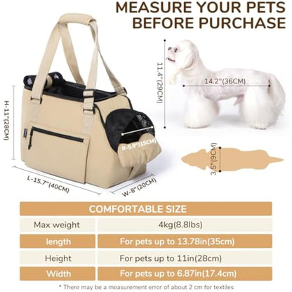 Versatile Pet Carrier Tote Bag for Small Dogs & Cats - Waterproof, Car Seat Function & Adjustable Safety Exit(Khaki) - view 4