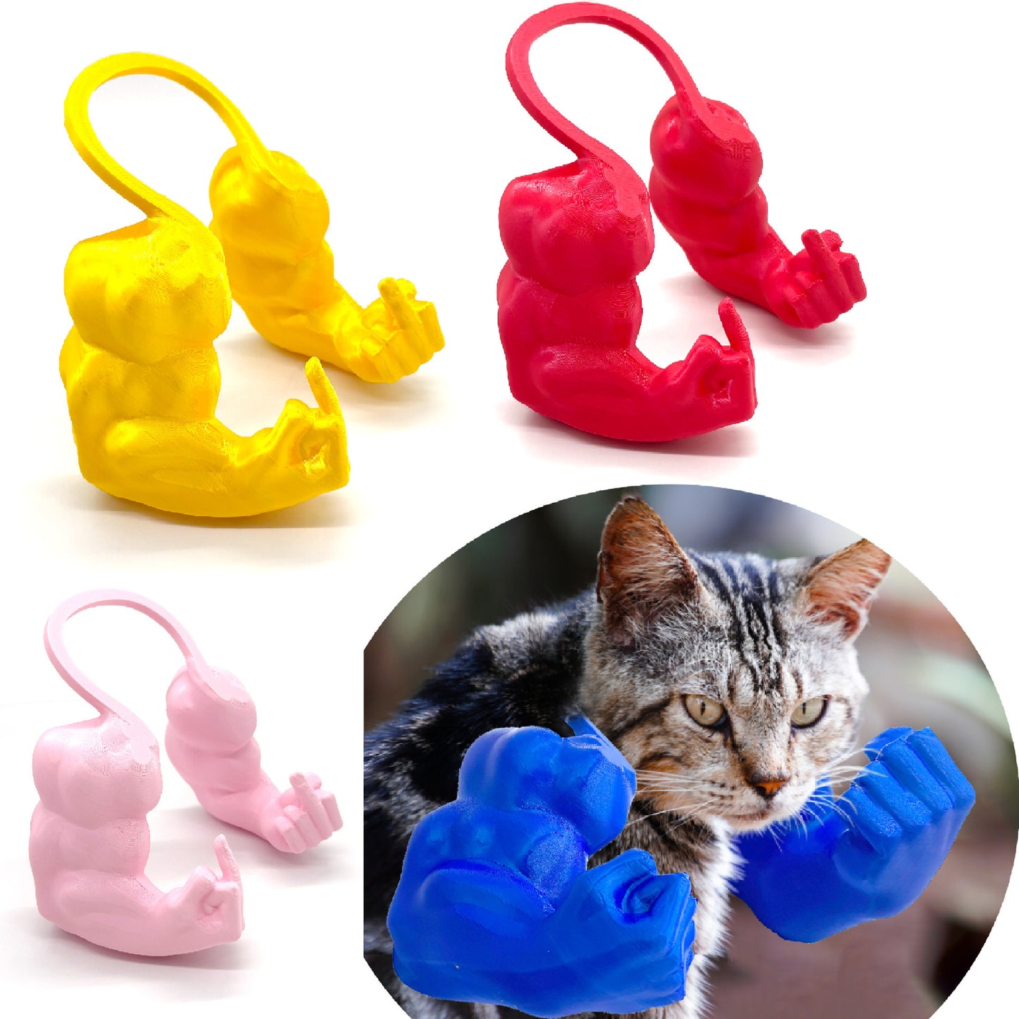 2pc Hilarious Muscle Arm Pet Costume Prop - Funny Novelty Arms for Cats & Small Dogs(black) - view 3