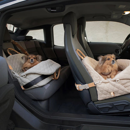 Luxury Quilted 2-in-1 Pet Travel Carrier & Car Booster Seat for Small Dogs(beige) - view 7