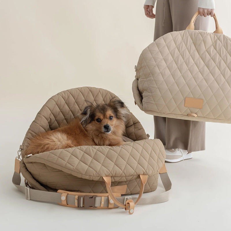 Luxury Quilted 2-in-1 Pet Travel Carrier & Car Booster Seat for Small Dogs(Black) - view 2