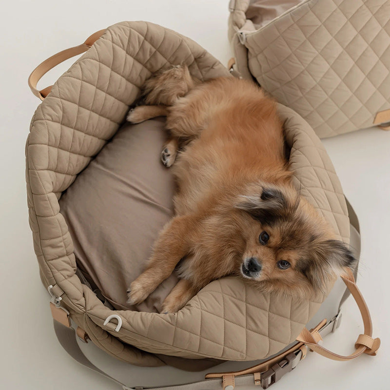 Luxury Quilted 2-in-1 Pet Travel Carrier & Car Booster Seat for Small Dogs(Black) - view 8