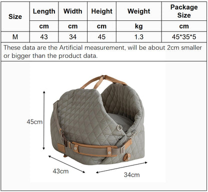 Luxury Quilted 2-in-1 Pet Travel Carrier & Car Booster Seat for Small Dogs(Camel) - view 6