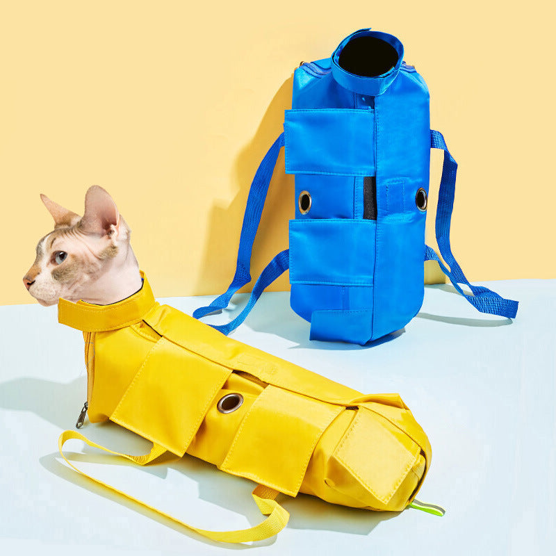Size S Orange Multi-Functional Cat Grooming Bag - Anti-Scratch Restraint Pouch for Nail Trimming and Vet Visits - view 2